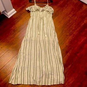 Green/Cream Striped Maxi